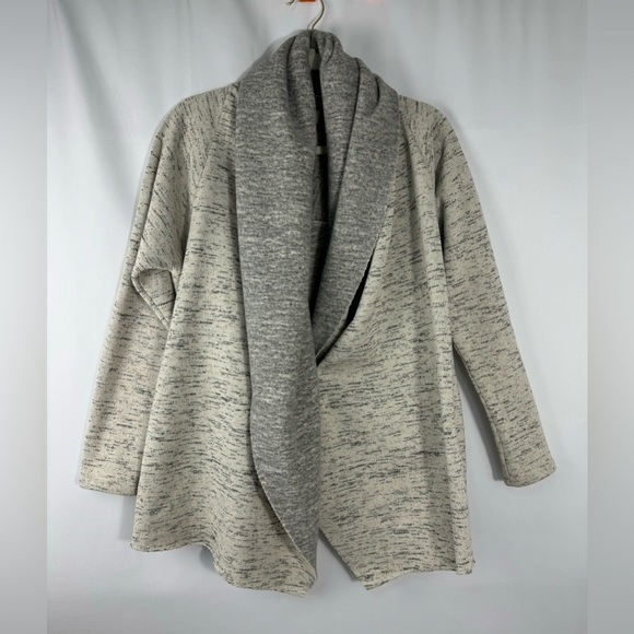 Lucky Brand Cardigan Sweater Fleece Lined Shawl Wrap Collar Chunky Cream Gray XS - Picture 5 of 16